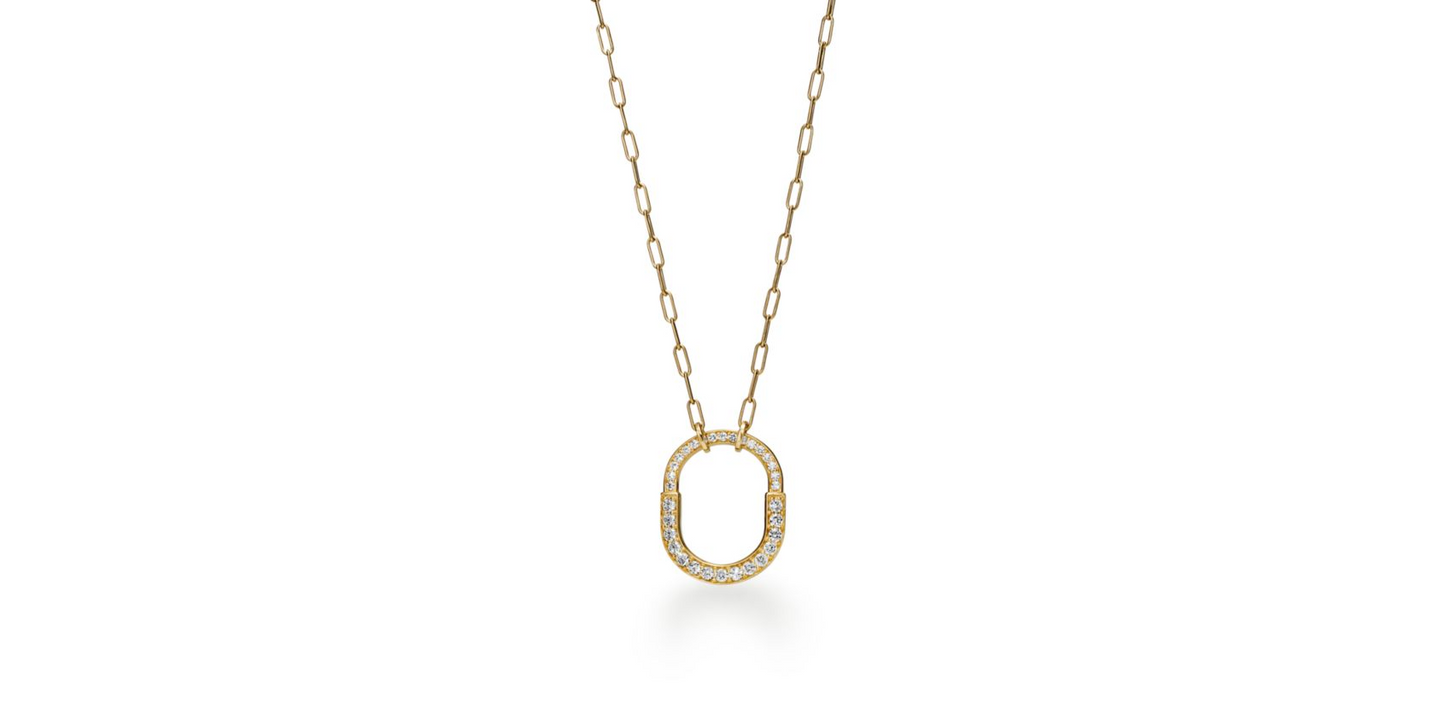 Tiff  Lock Pendant in White Gold with Pavé Diamonds