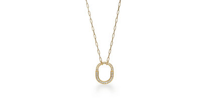 Tiff  Lock Pendant in White Gold with Pavé Diamonds