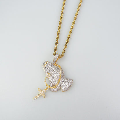 Rosary Praying Hands Necklace