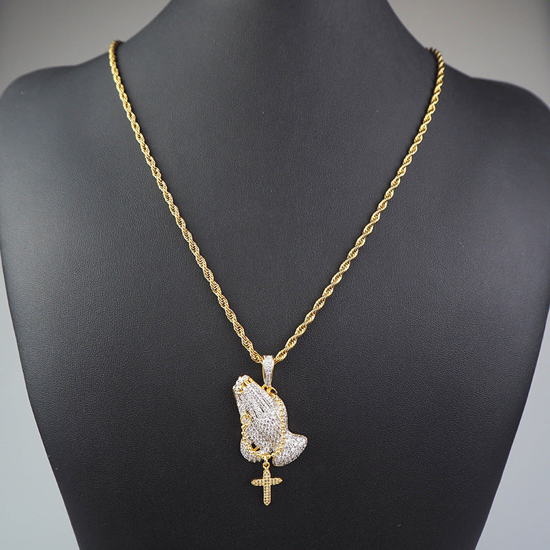 Rosary Praying Hands Necklace