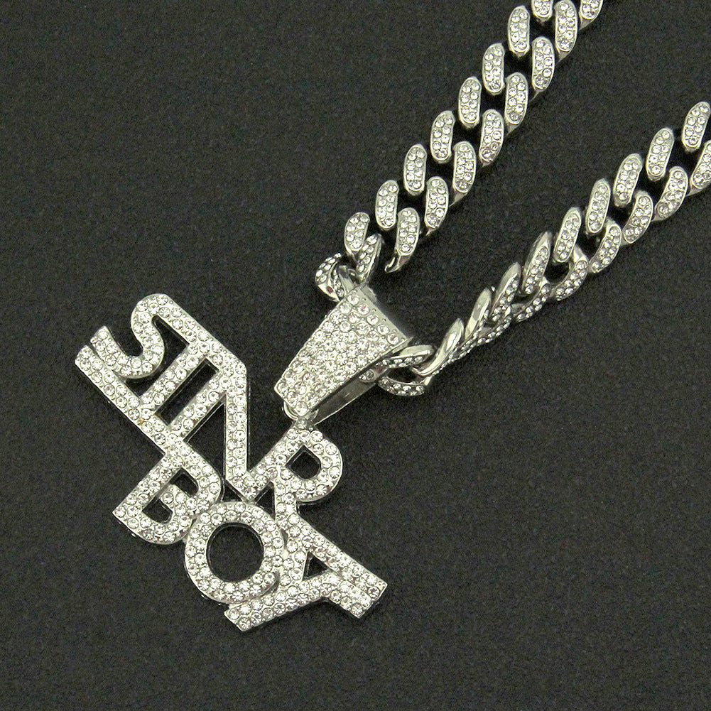 Hipster Hip Hop Diamond Letter Pendant Necklace