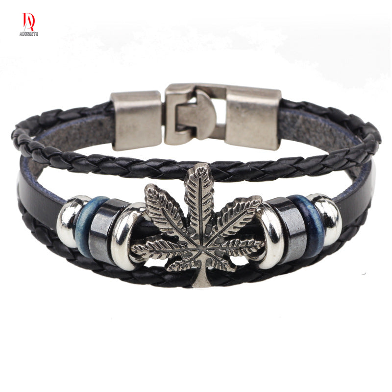 Cowhide woven vintage bracelet