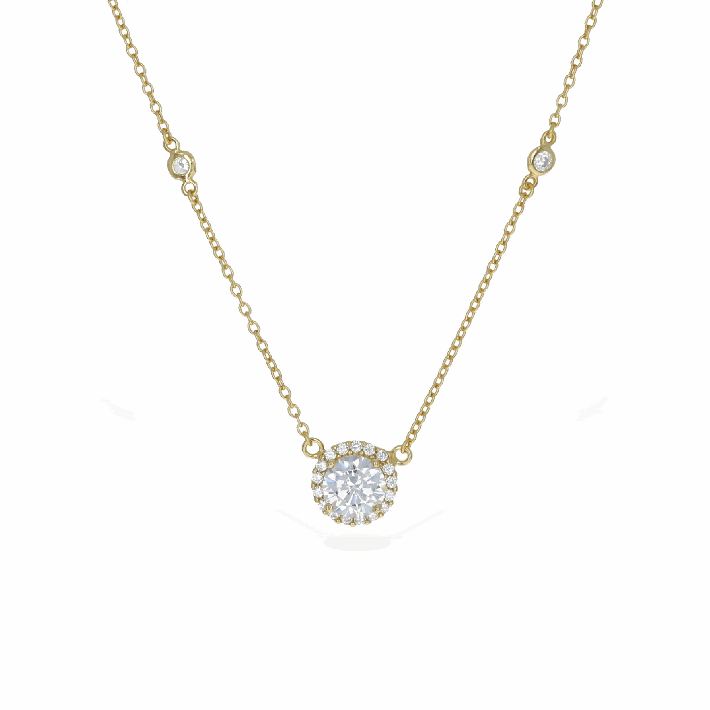 Classic Halo Solitaire Necklace