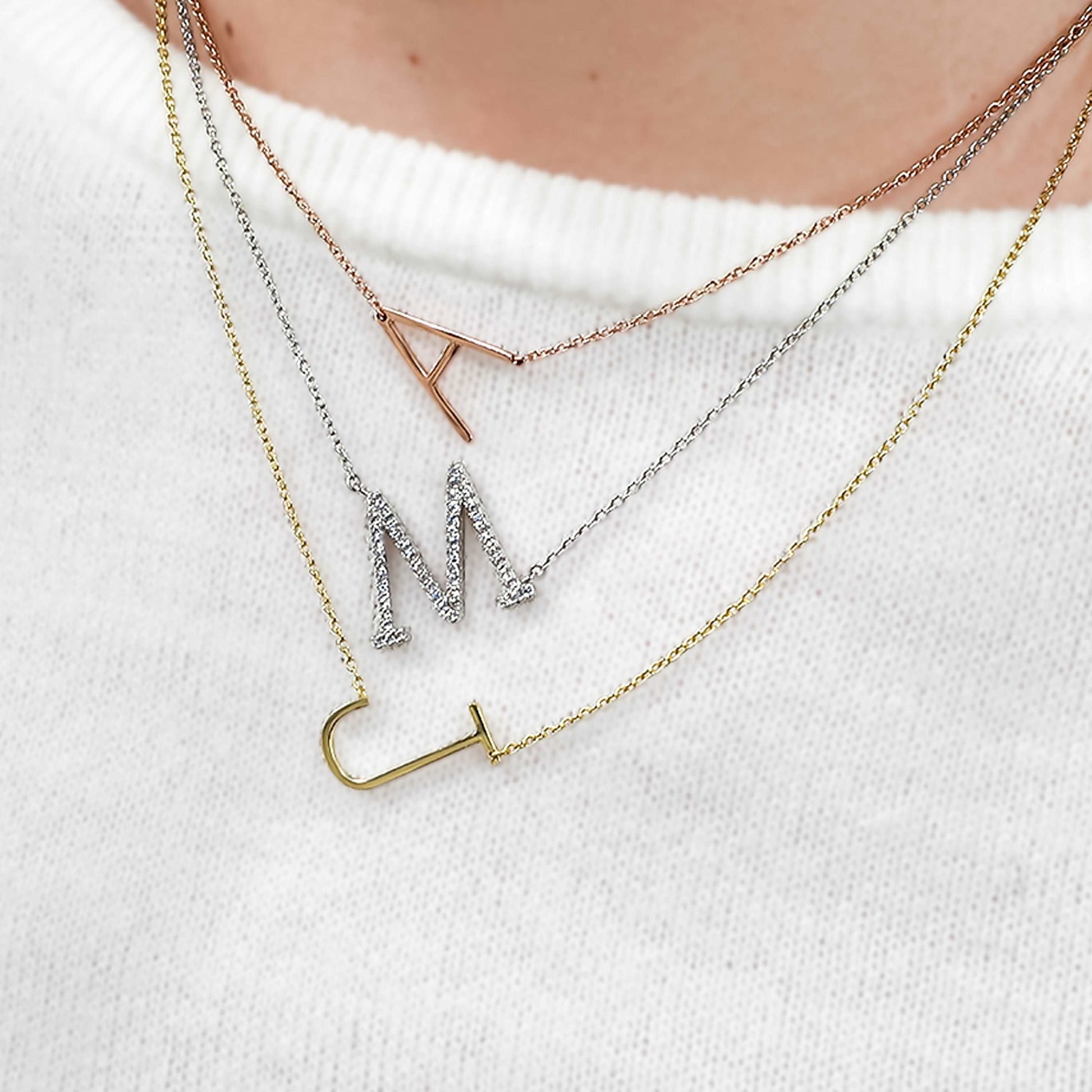 Cz Letter A Necklace