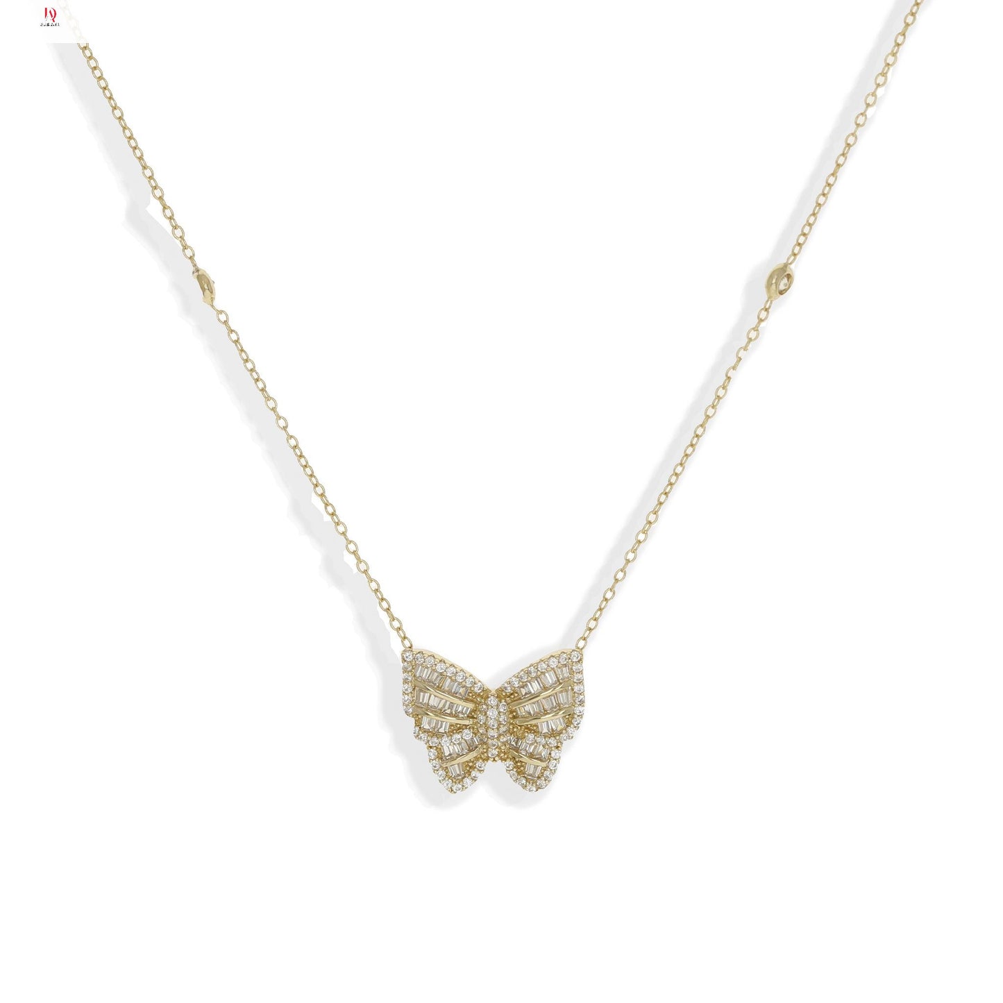 Dazzling Baguette Butterfly Necklace: Exquisite Sparkle And Grace In Fine Jewelry
