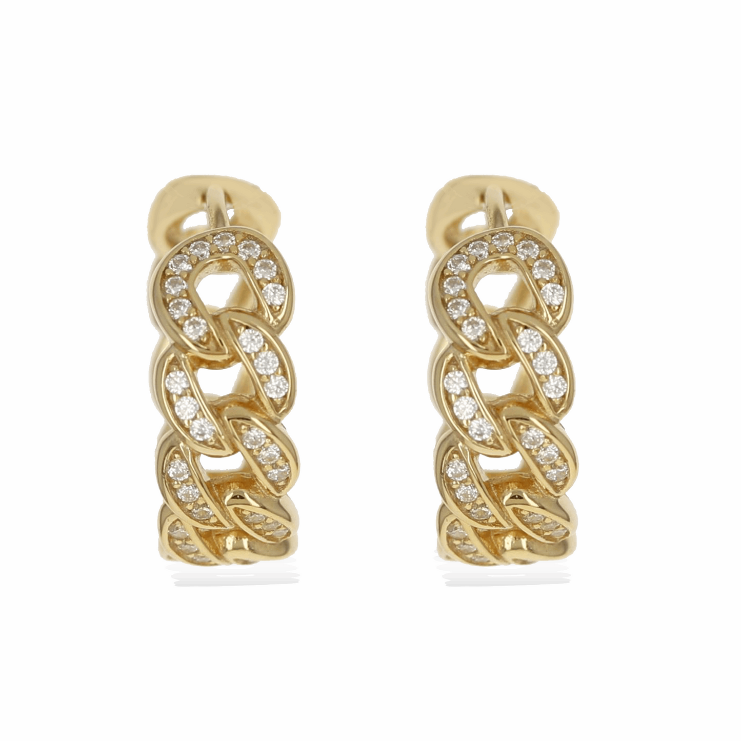 Cz Chain Link Hoop Earrings