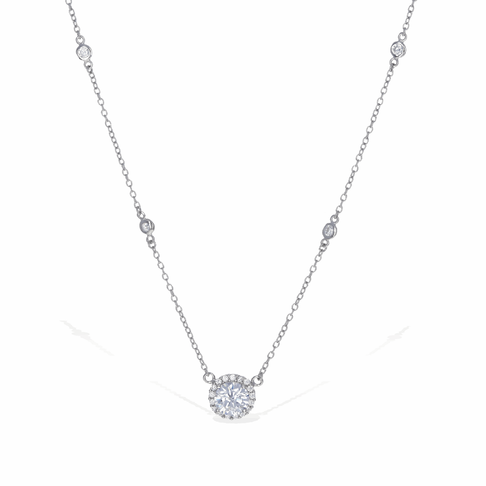 Classic Halo Solitaire Necklace