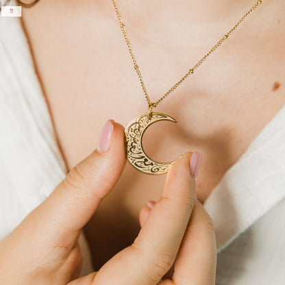 "Verily with Every Hardship Comes Ease" | Crescent Necklace