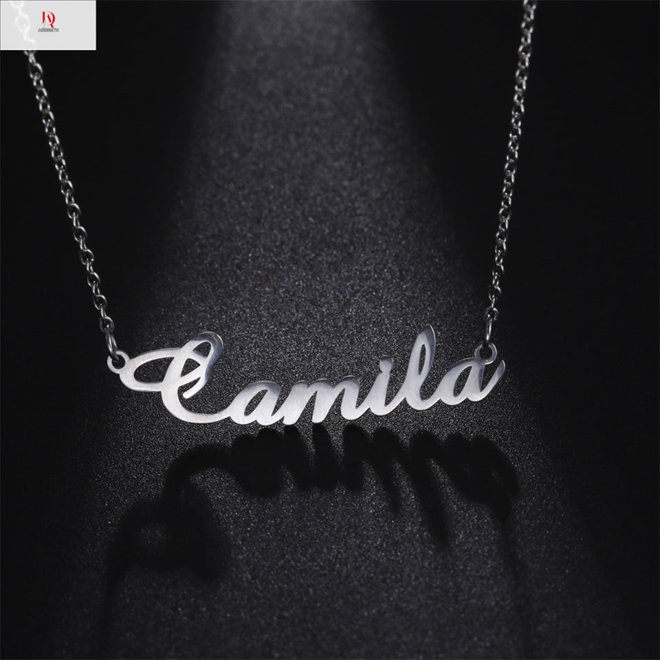 Personalized name customization! Titanium steel cut handwritten English name letter pendant