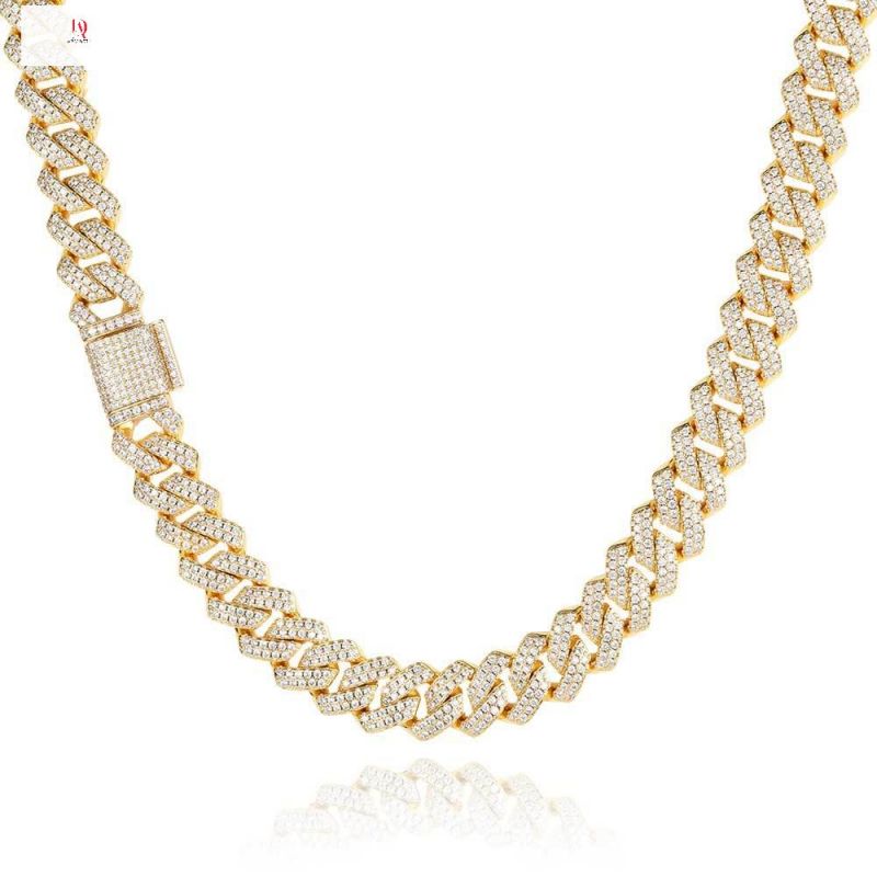 14mm Iced Miami Cuban Link Chain  S925 MOISSANITE CUBAN BRACELET 14K GOLD