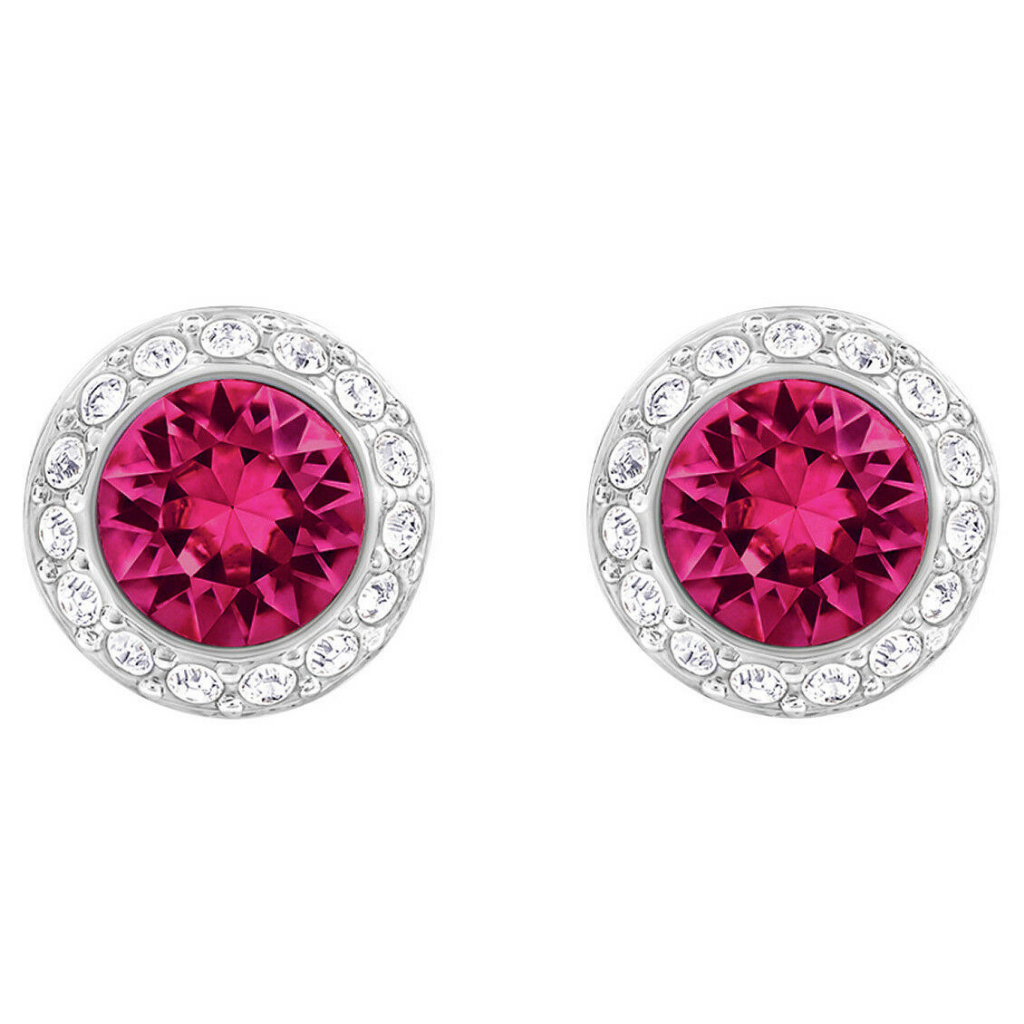 Swar Angelic  Earring  Crystal Jewelry Collection, Rhodium Tone Finish, Blue Crystal, Pink Crystal, Clear Crystal