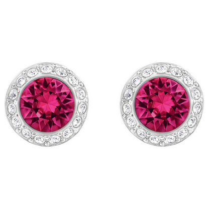 Swar Angelic  Earring  Crystal Jewelry Collection, Rhodium Tone Finish, Blue Crystal, Pink Crystal, Clear Crystal