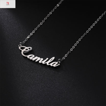 Personalized name customization! Titanium steel cut handwritten English name letter pendant