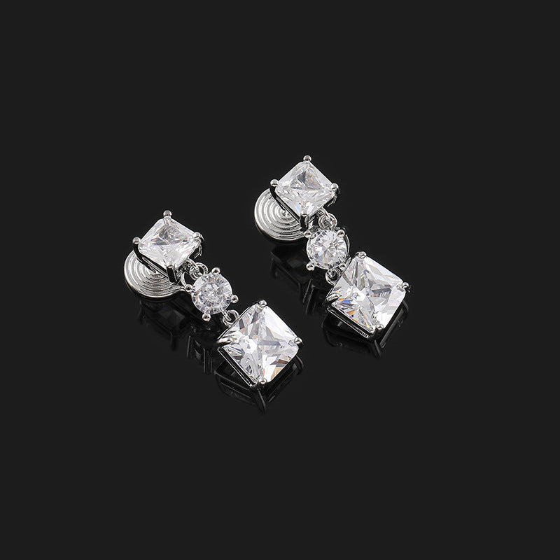 Triple Cushion Drop Earrings