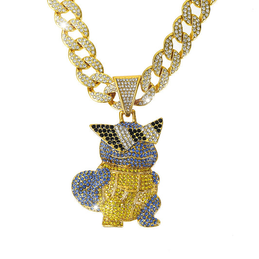 Full Of Diamonds, Cartoon Jenny Turtle, Alloy Pendant, Cuban Necklace, Hip-Hop