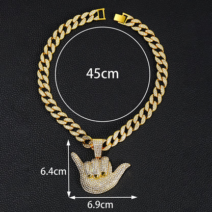 Moissanite Pendant 14k Gold Hip Hop Full Of Diamond Finger Cuban Necklaces