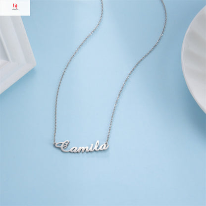 Personalized name customization! Titanium steel cut handwritten English name letter pendant