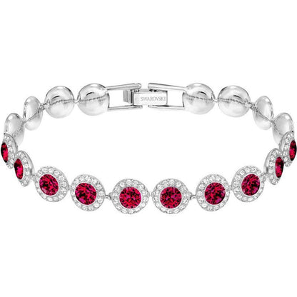 Swar Angelic  Bracelet Crystal Jewelry Collection, Rhodium Tone Finish, Blue Crystal, Pink Crystal, Clear Crystal