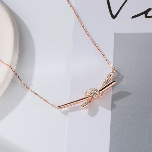 Tiff  Knot Pendant in Rose Gold with Diamonds
