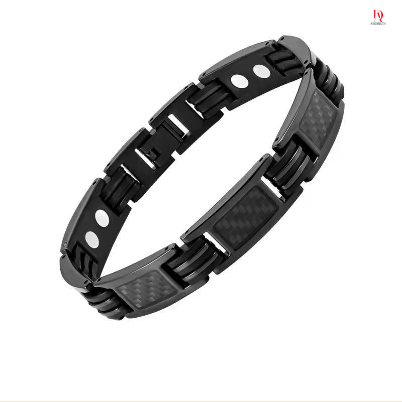 Men's Stainless Steel Two-Tone Square Link Diamond Bracelet