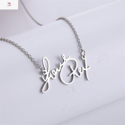 Personalized name customization! Titanium steel cut handwritten English name letter pendant