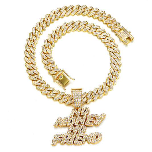 New Alphabet Hip Hop Necklace Wild Alloy Rhinestone Cuban Chain Necklace