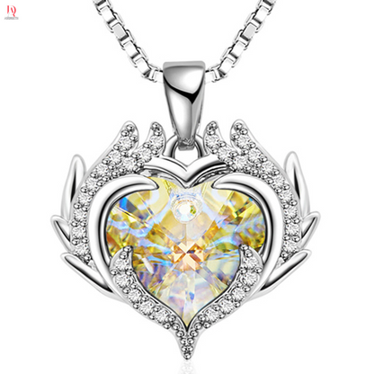 ADORBETH Angel Wing Love Heart Necklaces for Women, Silver Tone/Gold Tone Pendant Necklace Jewelry Gifts for Her on Christmas, Valentine's/Mother's Day, Anniversary, Birthday Gifts for Women Girls Wife Girlfriend