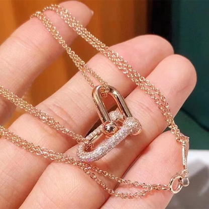 Tiff  HardWear  Double Link Pendant  in Sterling Silver with Pavé Diamonds