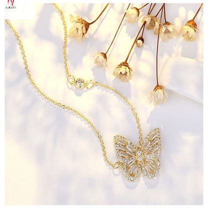 Dazzling Baguette Butterfly Necklace: Exquisite Sparkle And Grace In Fine Jewelry