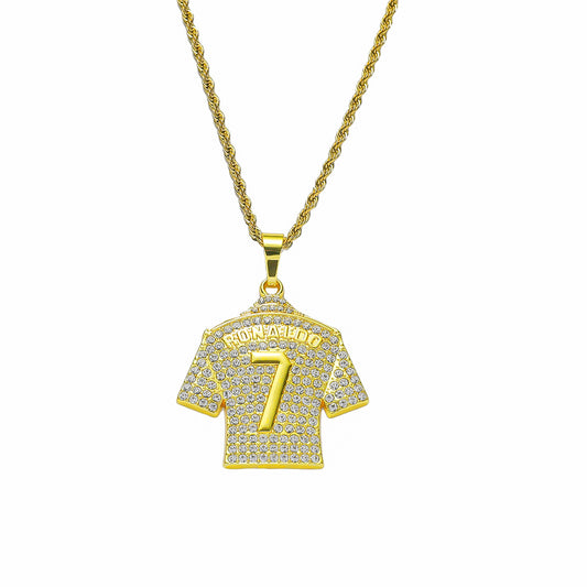 Hip-Hop Personality With A Diamond-Encrusted No.7 Jersey Pendant