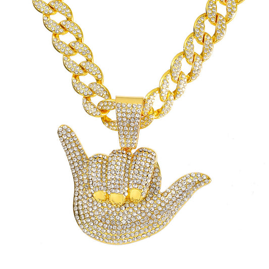 Moissanite Pendant 14k Gold Hip Hop Full Of Diamond Finger Cuban Necklaces