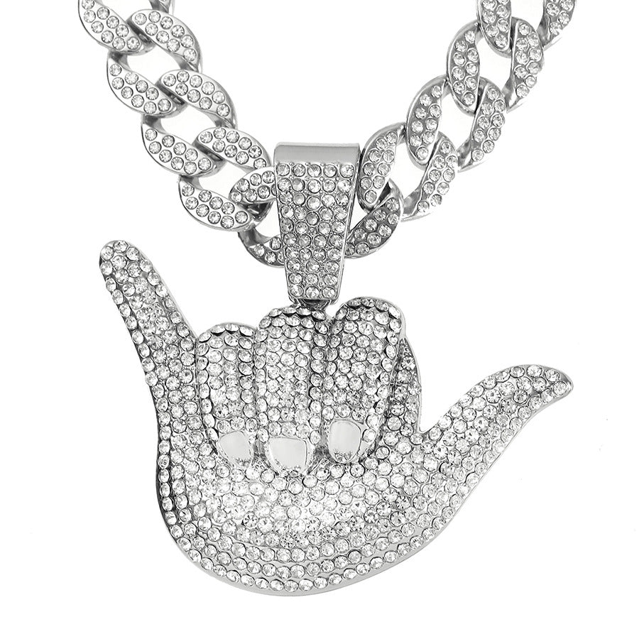 Moissanite Pendant 14k Gold Hip Hop Full Of Diamond Finger Cuban Necklaces