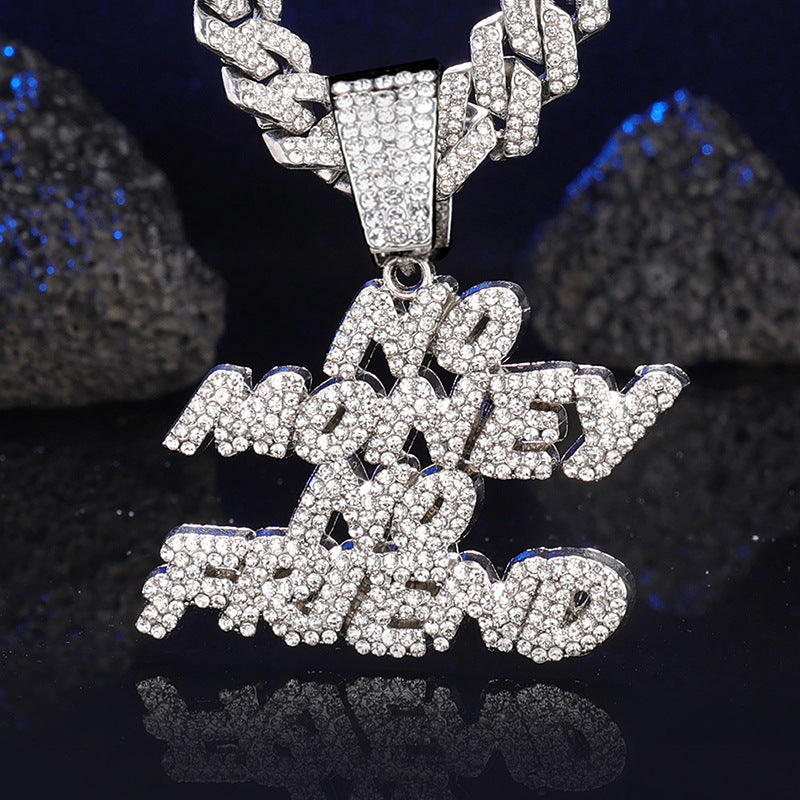 New Alphabet Hip Hop Necklace Wild Alloy Rhinestone Cuban Chain Necklace