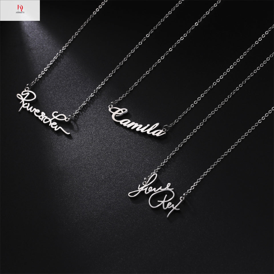 Personalized name customization! Titanium steel cut handwritten English name letter pendant