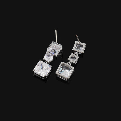 Triple Cushion Drop Earrings