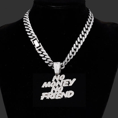 New Alphabet Hip Hop Necklace Wild Alloy Rhinestone Cuban Chain Necklace