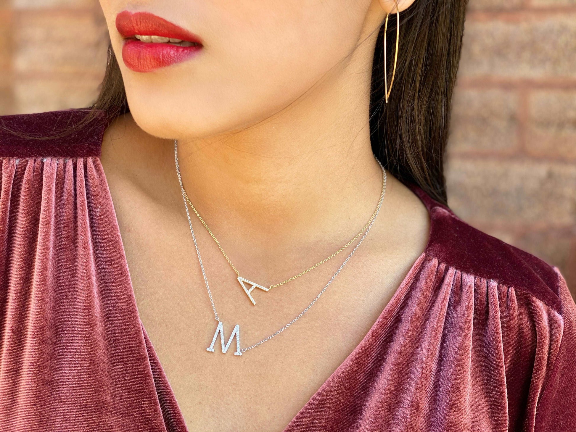 Cz Letter M Necklace