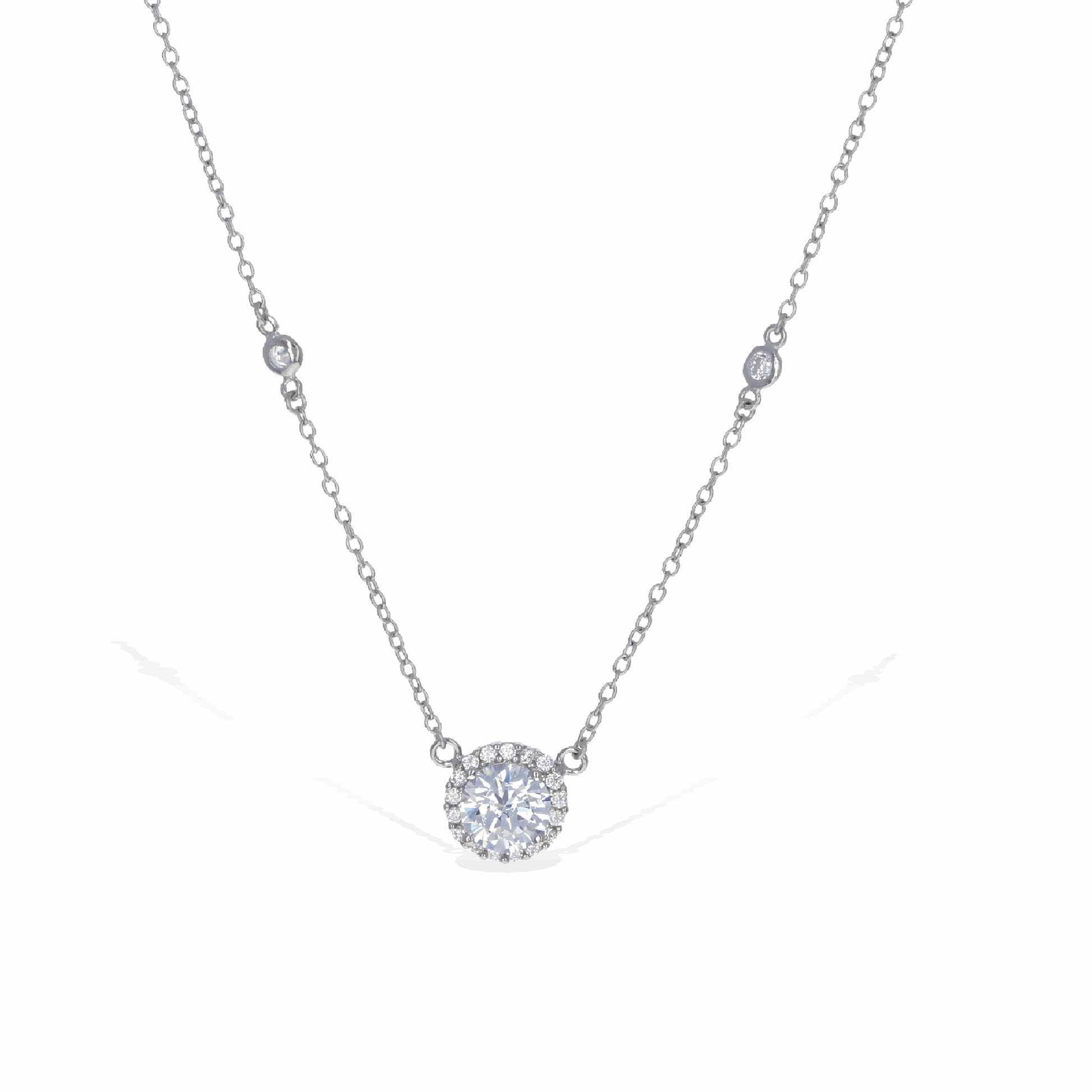 Classic Halo Solitaire Necklace