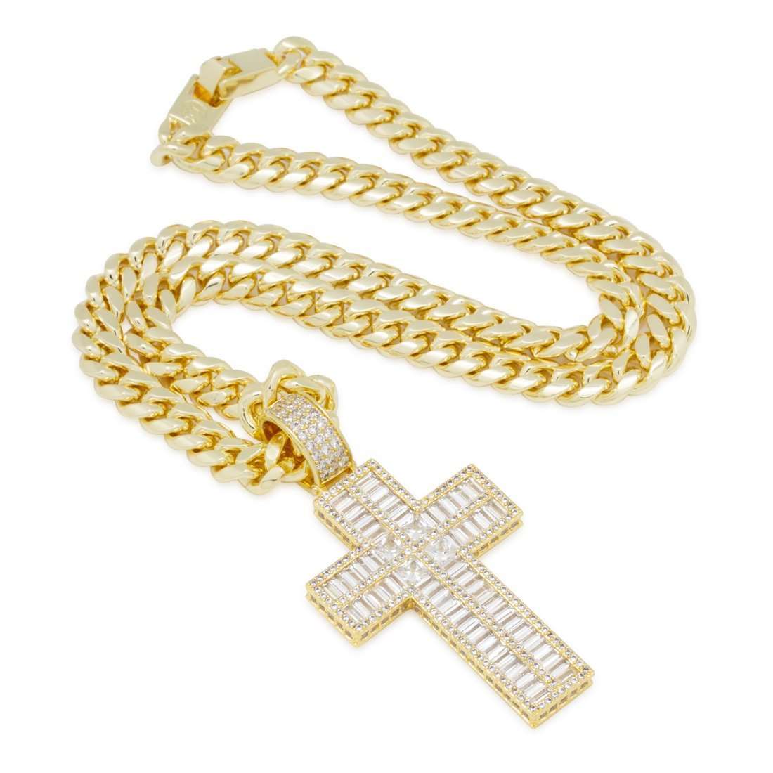 Baguette Cut Cross Necklace