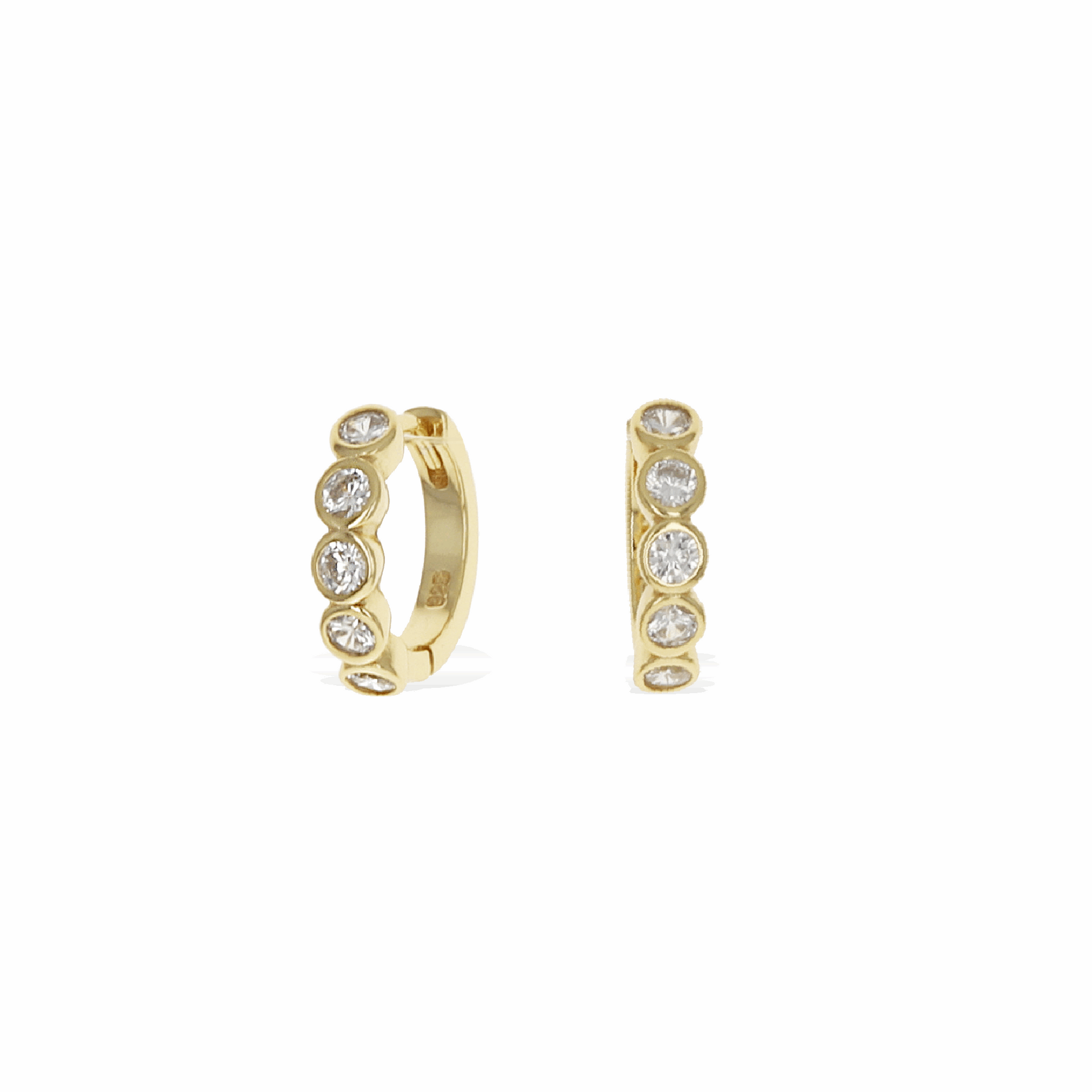 Bezel Huggie Hoop Earrings