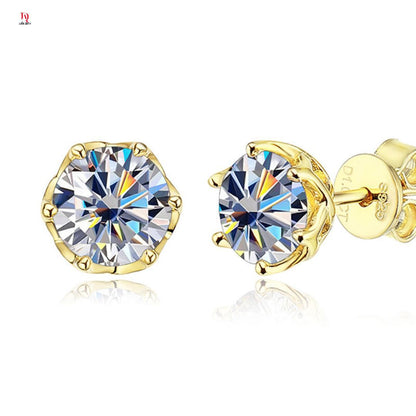 S925 silver 1 carat D color moissanite stud earrings