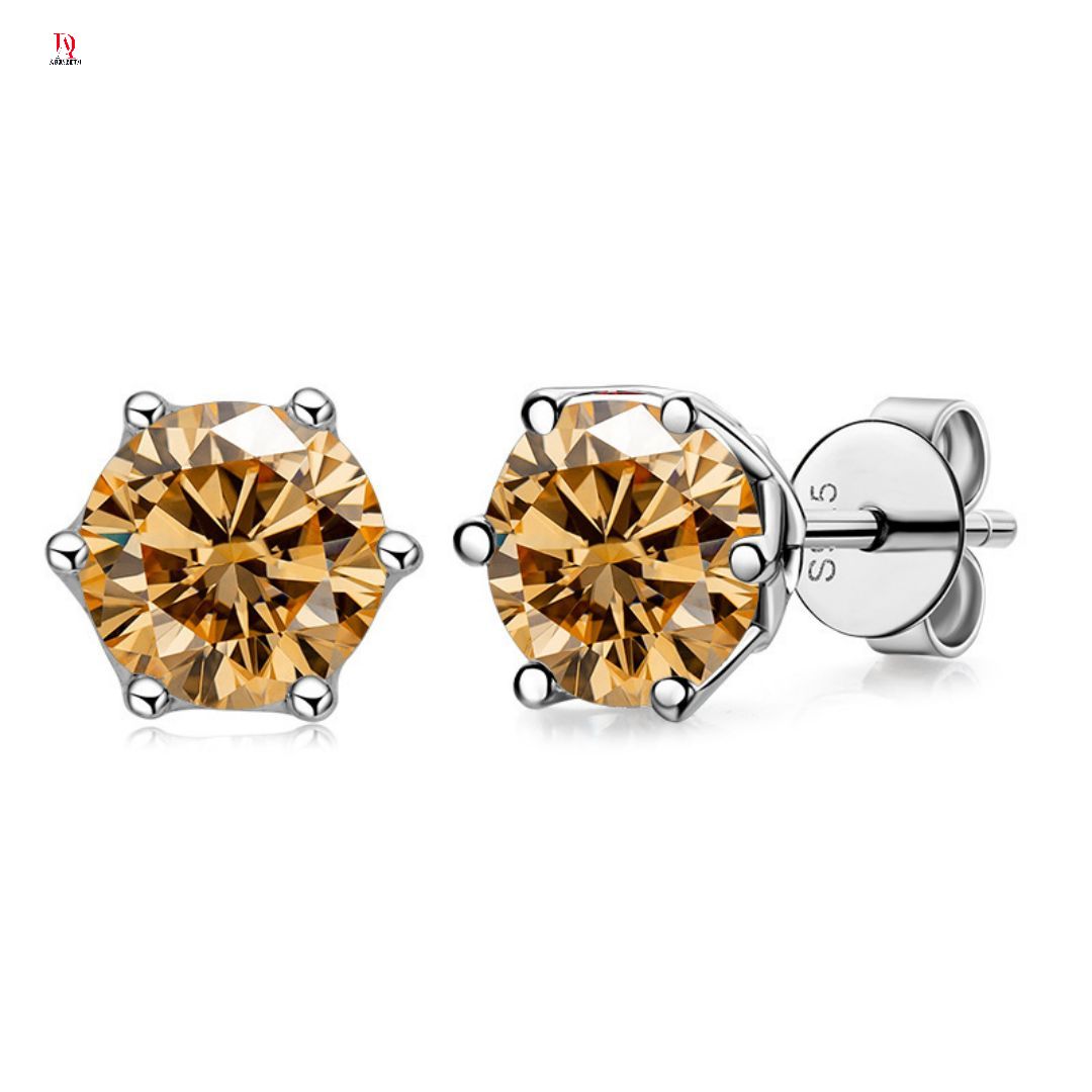 S925 silver 1 carat D color moissanite stud earrings