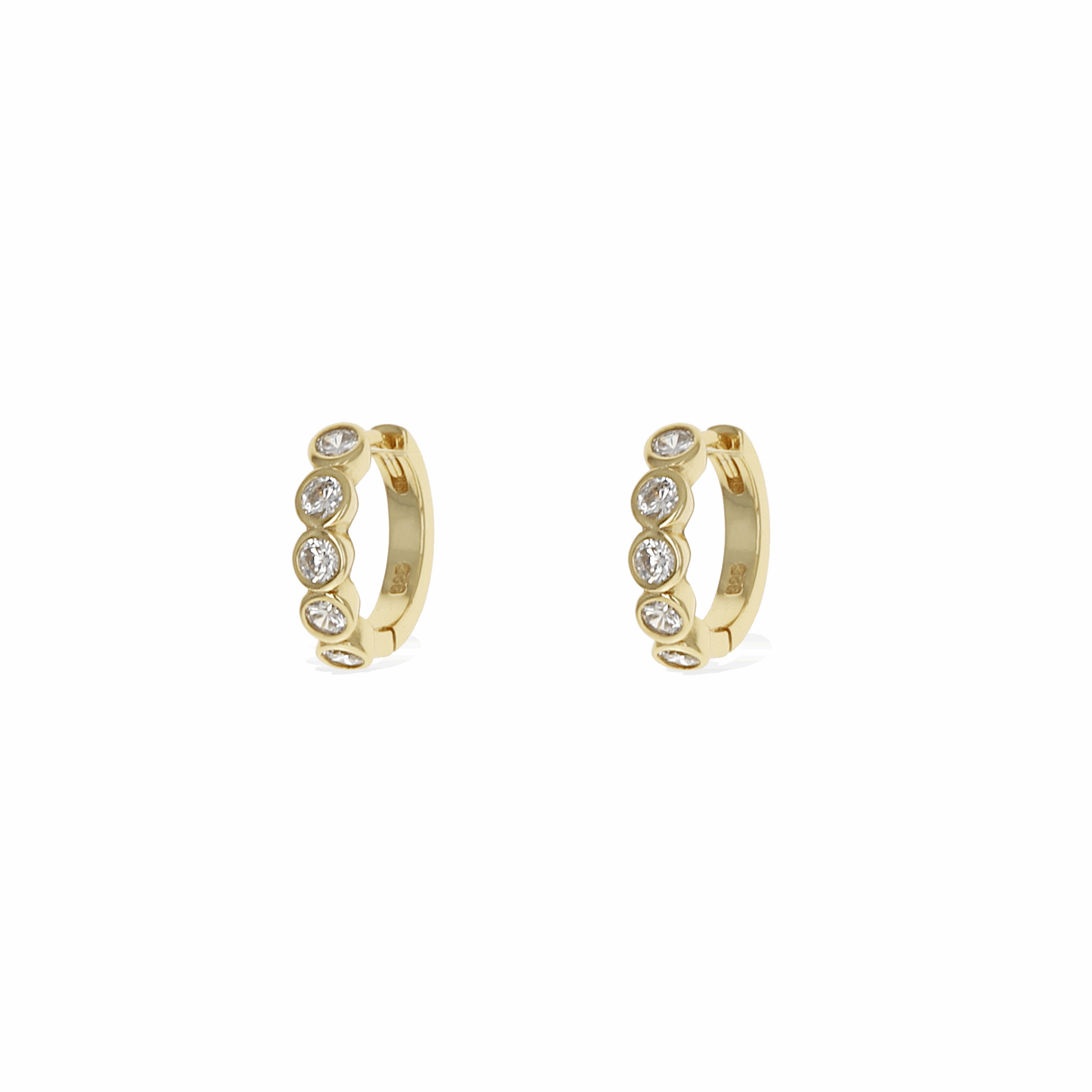 Bezel Huggie Hoop Earrings