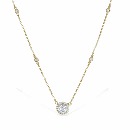 Classic Halo Solitaire Necklace