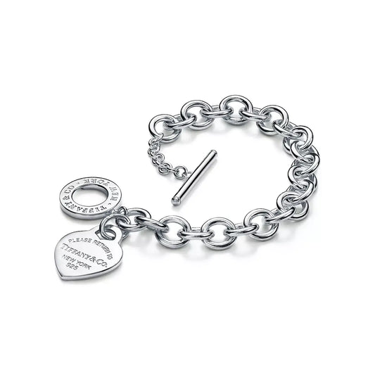 Return to Tiff™ Series Heart Tag charm pin buckle bracelet Sterling silver