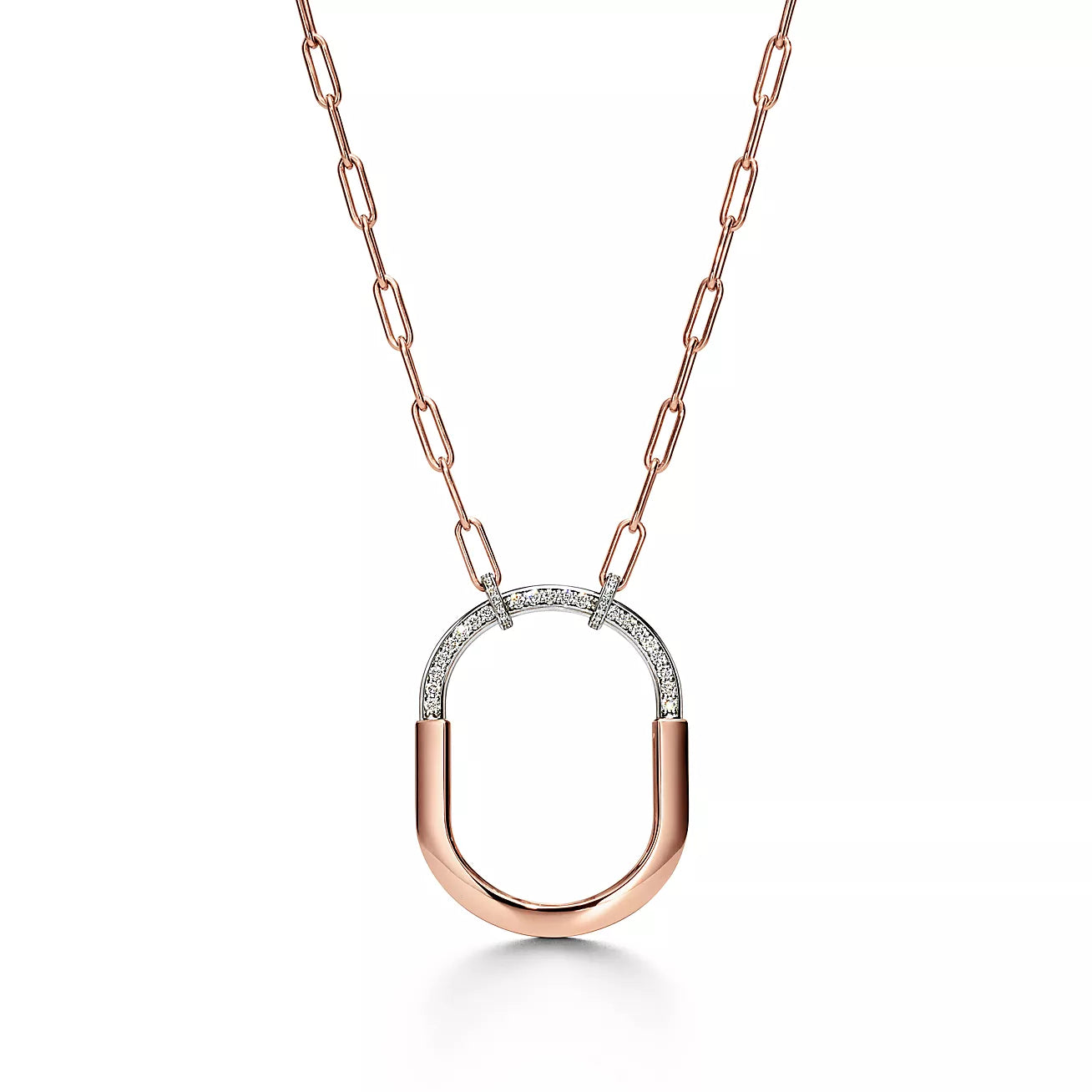 Tiff  Lock Pendant in White Gold with Pavé Diamonds