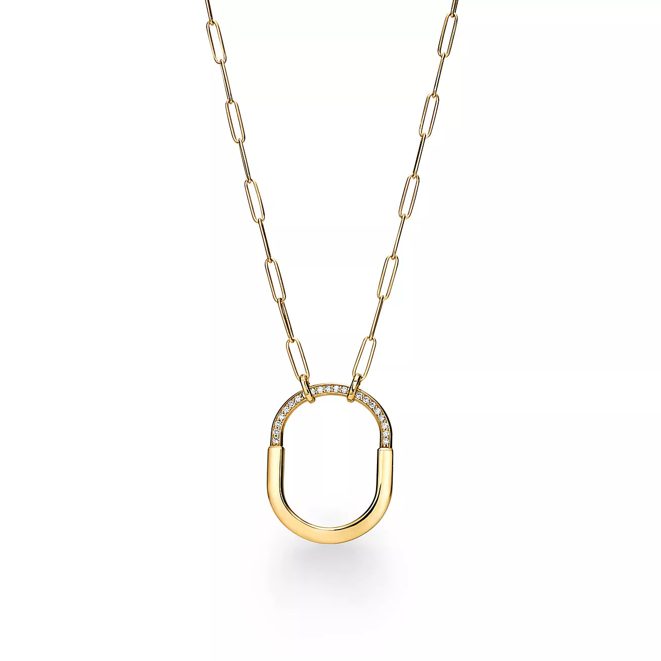 Tiff  Lock Pendant in White Gold with Pavé Diamonds