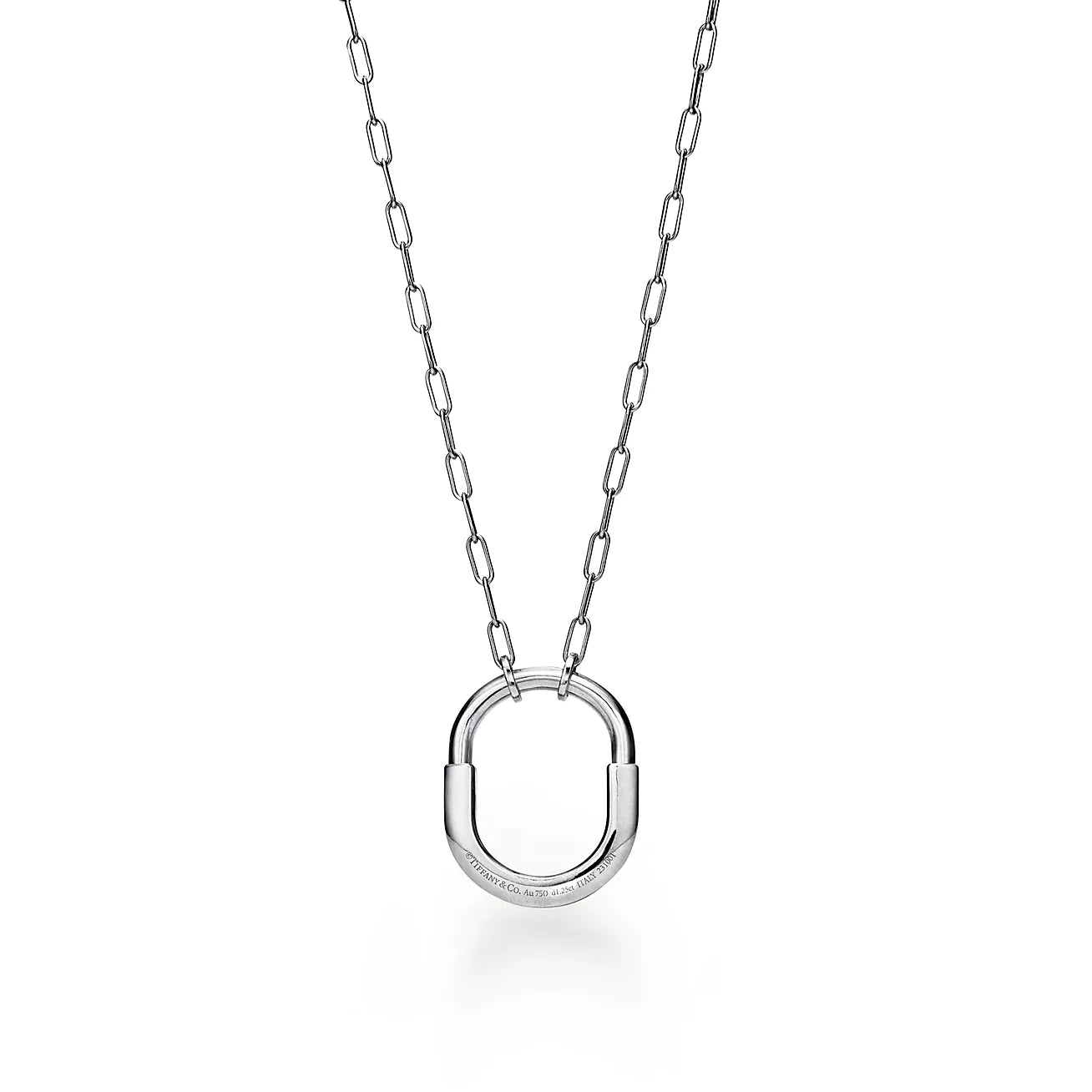 Tiff  Lock Pendant in White Gold with Pavé Diamonds