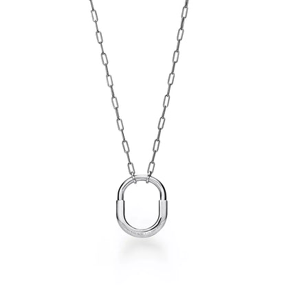 Tiff  Lock Pendant in White Gold with Pavé Diamonds