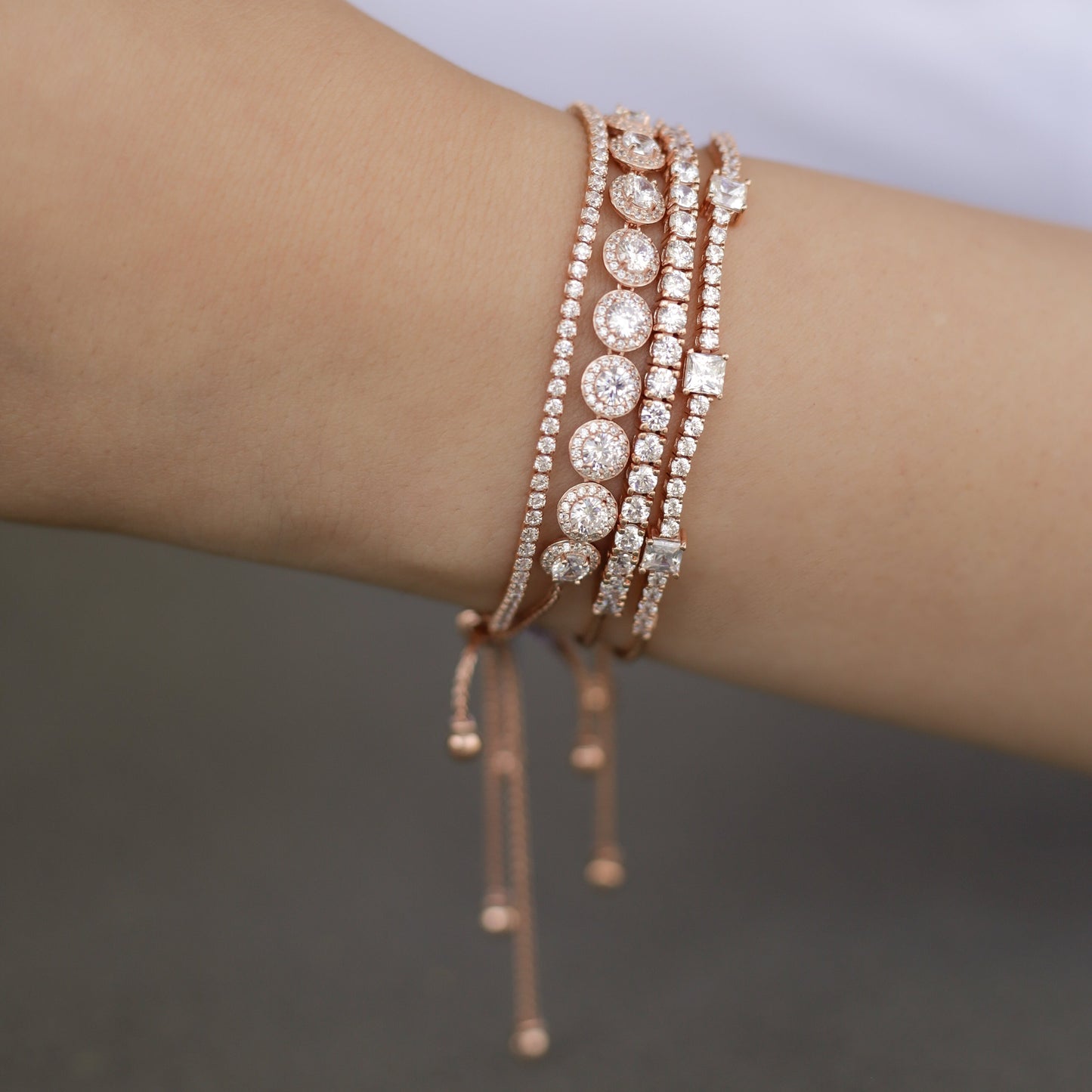 Thin Rose Cz Tennis Bracelet